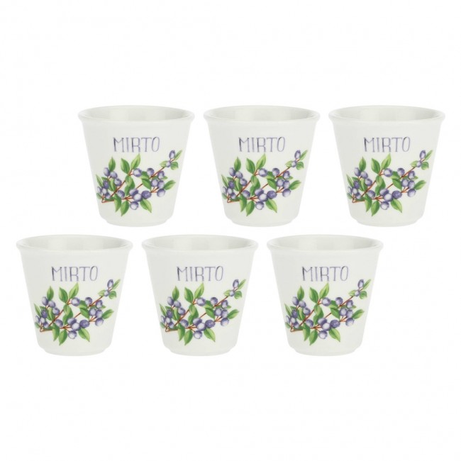 LA PORCELLANA BIANCA LIQUORELLI Set of 6 glasses for mirto liqueur 75 ml LA PORCELLANA BIANCA LIQUORELLI Set of 6 glasses for mirto liqueur 75 ml