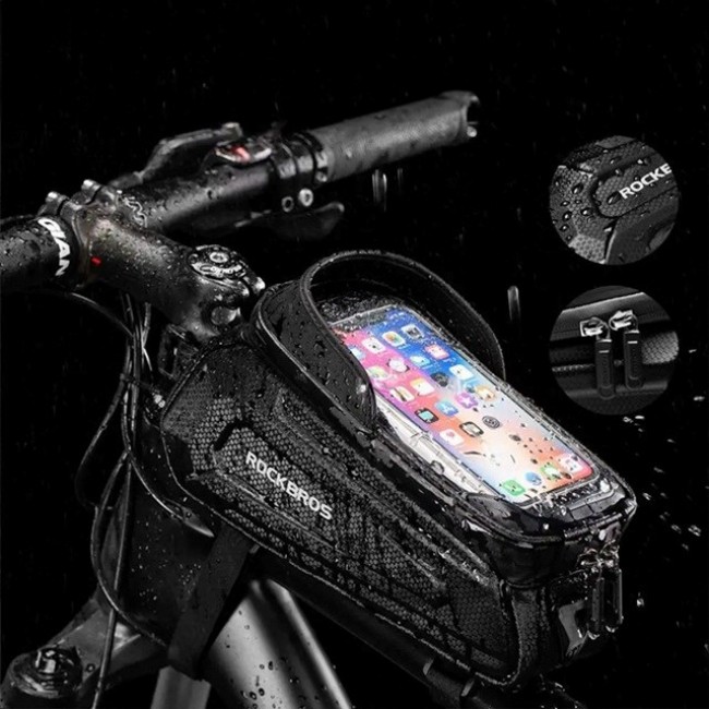 Rockbros B68 Bike frame bag Phone pocket 1.7l Black Rockbros B68 Bike frame bag Phone pocket 1.7l Black