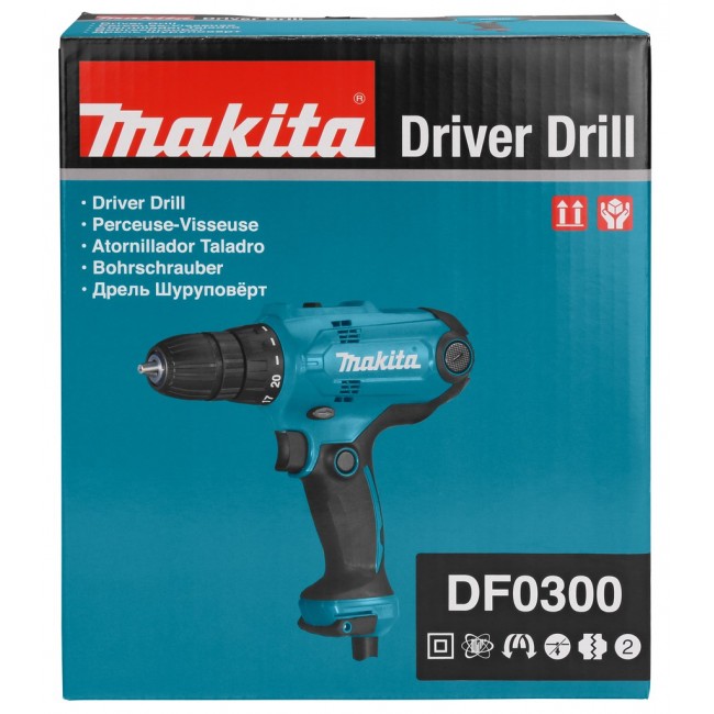 Makita DF0300 drill 1500 RPM Keyless 1.2 kg Black, Blue