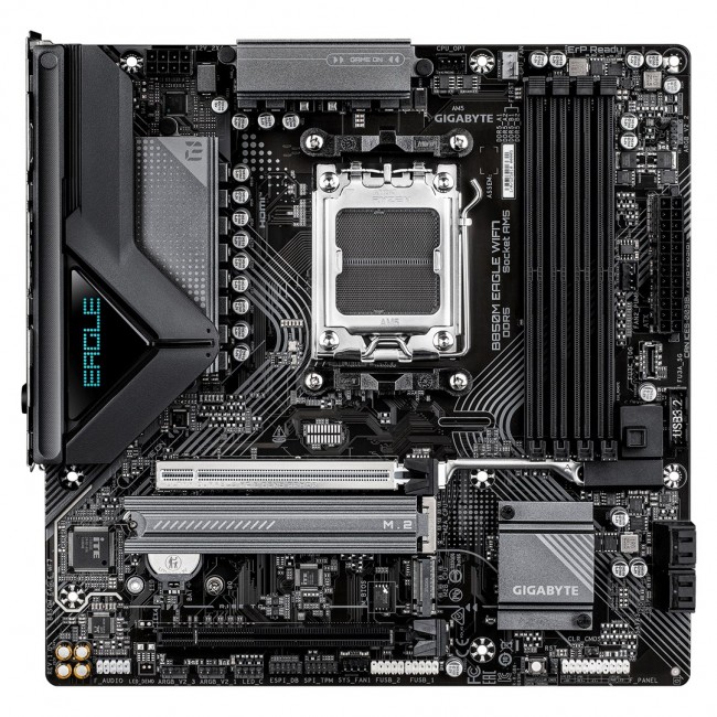 GIGABYTE B850M EAGLE WIFI7 Motherboard - AMD Ryzen 9000 Series CPUs, 8+2+2 Phases Digital VRM, up to 8200MHz DDR5 (O.C.), 1xPCIe 5.0 + 1xPCIe 4.0 M.2, WIFI 7, 2.5 GbE LAN, USB 3.2 Gen 2