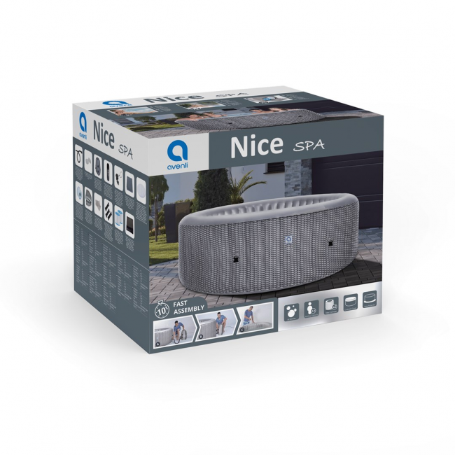 Garden spa, inflatable pool, AVENLI NICE 6-person hot tub, 204x70, silver