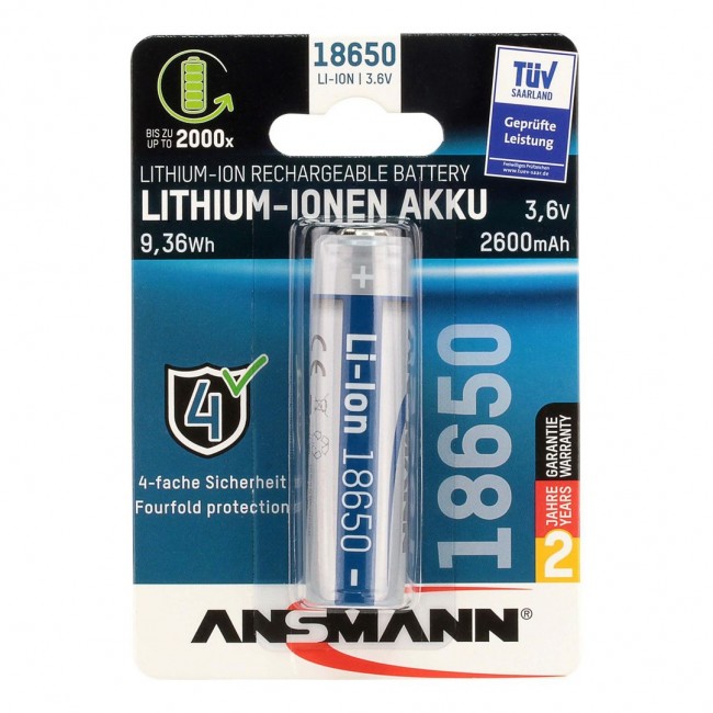 Ansmann 1307-0003 household battery Rechargeable battery 18650 Lithium-Ion (Li-Ion)