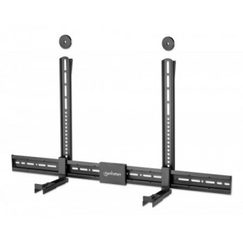 Manhattan Soundbar Mount Universal, Wall Mount or VESA Mount, Compatible with Soundbars up to 15kg, Depth-Adjustable, Mounts Above or Below TV, Black