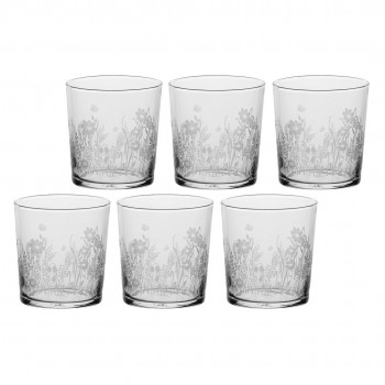 Set of 6 thick-bottomed glasses Babila meadow - Transparent, 350 ml