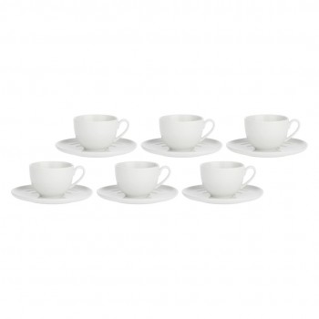 Set of 6 Corte Saucer Tea Cups - White, 200 ml