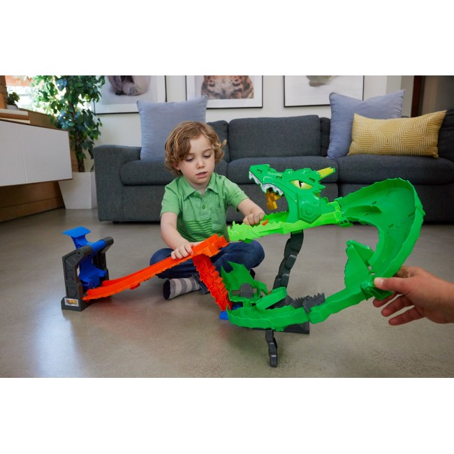 Hot Wheels Monster Trucks Sharks vs. Dinos Dragon Destruction Playset & 2 Toy Trucks Hot Wheels Monster Trucks Sharks vs. Dinos Dragon Destruction Playset & 2 Toy Trucks