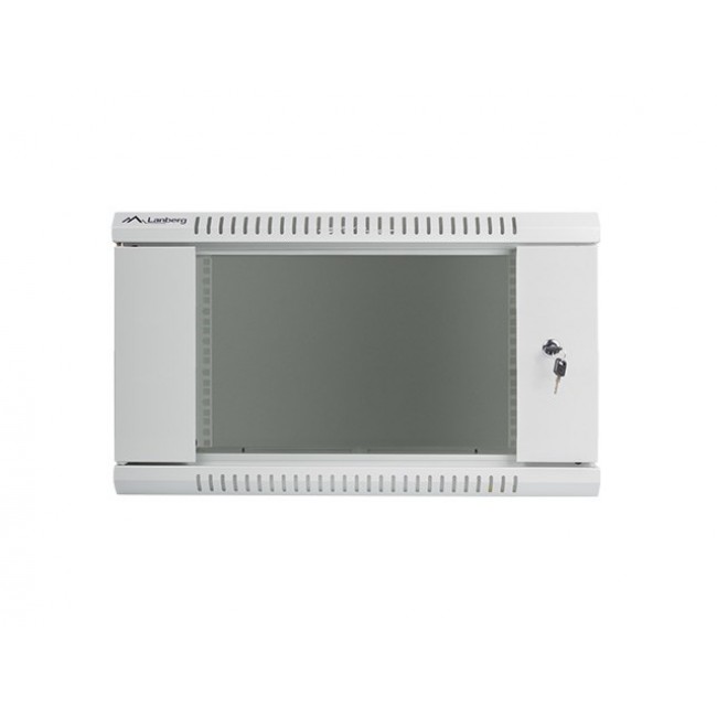 Lanberg wall-mounted installation rack cabinet 19'' 6U 600x600mm gray (glass door) Lanberg wall-mounted installation rack cabinet 19'' 6U 600x600mm gray (glass door)