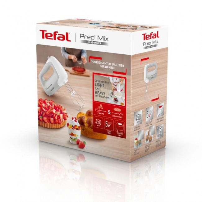 Tefal Prep'Mix HT450B Hand mixer 450 W White Tefal Prep'Mix HT450B Hand mixer 450 W White