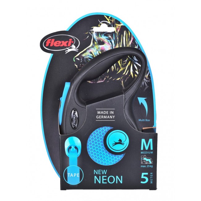 FLEXI New Neon M - retractable leash - 5 m