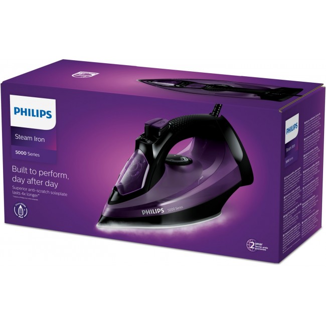 Philips | DST5030/80 | Steam Iron | 2400 W | Water tank capacity 320 ml | Continuous steam 45 g/min | Steam boost performance g/min | Dark Purple Philips | DST5030/80 | Steam Iron | 2400 W | Water tank capacity 320 ml | Continuous steam 45 g/min | Steam boost performance g/min | Dark Purple