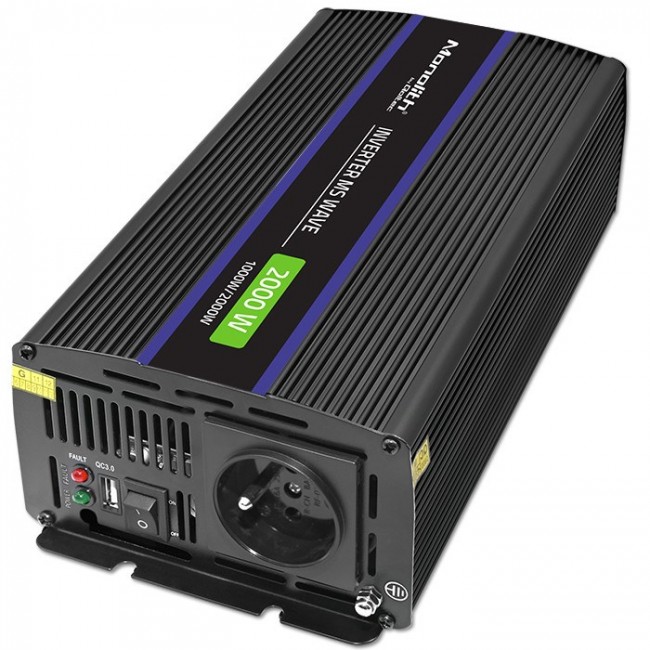 Qoltec Monolith 2000 MS Wave Voltage Converter | 12V to 230V | 1000/2000W | USB Qoltec Monolith 2000 MS Wave Voltage Converter | 12V to 230V | 1000/2000W | USB