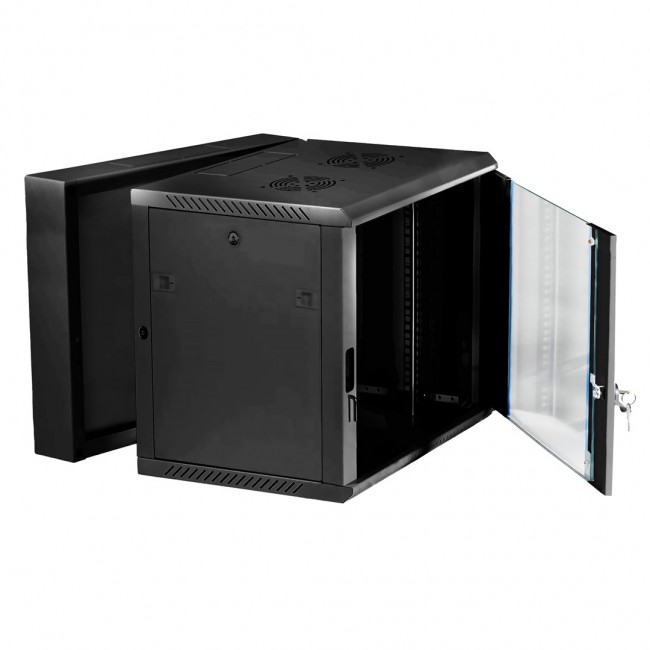 Extralink Rackmount cabinet 12U 600x600 AZH Black wall mounted, swing type