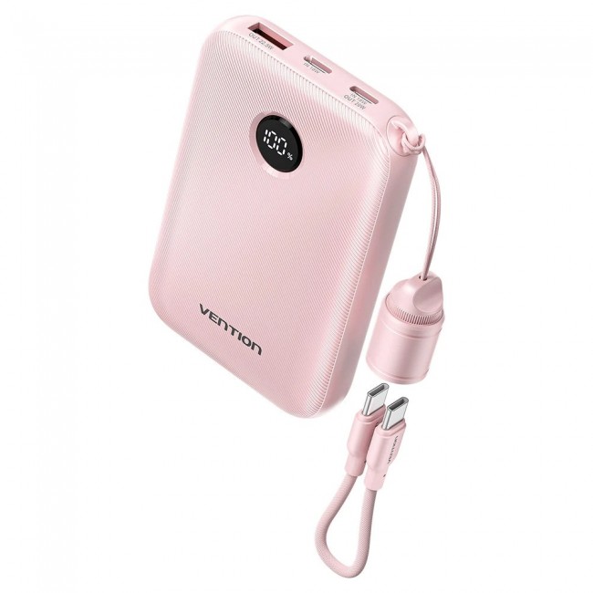 Vention 10000mAh Powerbank 2xUSB-C 1xUSB-A 22.5W, pink
