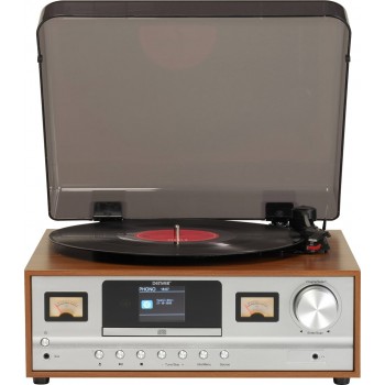 Denver MRD-52 retro stereo system with light wood turntable