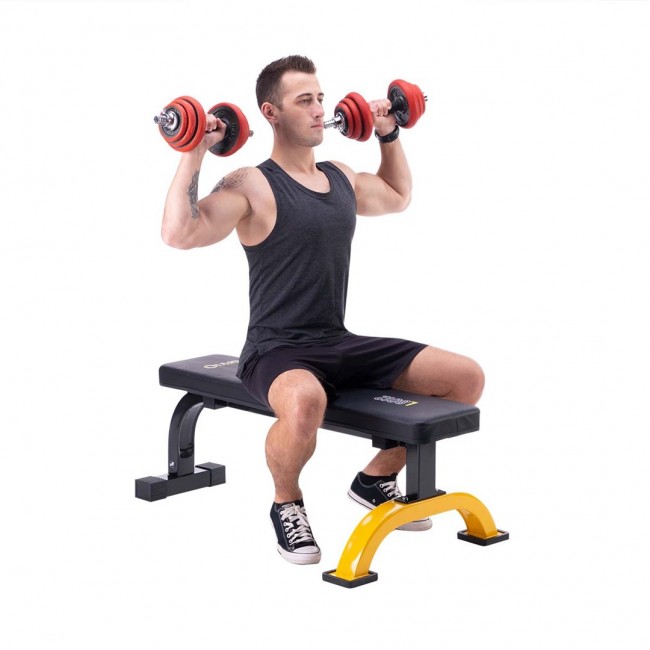 HMS Fitness L8012 Flat weight training bench Gym, Home Black, Yellow HMS Fitness L8012 Flat weight training bench Gym, Home Black, Yellow