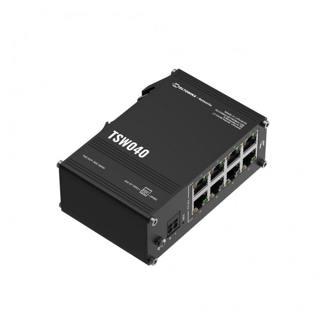 Teltonika NETWORKS TSW040 8-Port PoE+ Switch Unmanaged Fast Ethernet (10/100) Power over Ethernet (PoE) Black Teltonika NETWORKS TSW040 8-Port PoE+ Switch Unmanaged Fast Ethernet (10/100) Power over Ethernet (PoE) Black