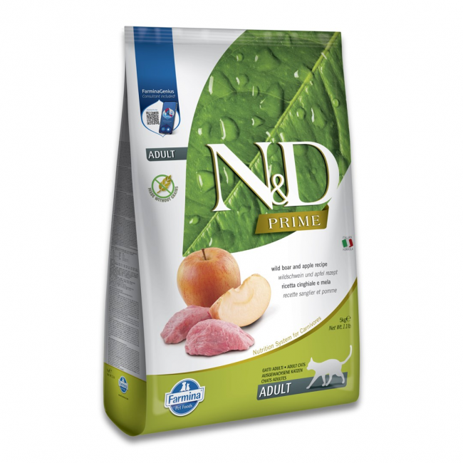 FARMINA N&D PRIME CAT WILD BOAR & APPLE ADULT - dry cat food - 5 kg