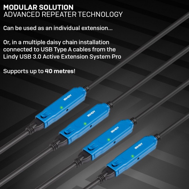 Lindy 5m USB 3.2 Gen 1 C/A Active Extension Pro