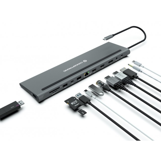 Conceptronic DONN17G laptop dock/port replicator Wired USB 3.2 Gen 1 (3.1 Gen 1) Type-C Grey Conceptronic DONN17G laptop dock/port replicator Wired USB 3.2 Gen 1 (3.1 Gen 1) Type-C Grey
