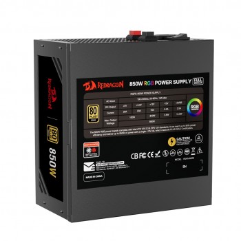 REDRAGON GC-PS007-1-V2 850W 80 Plus Gold LED power supply unit Black