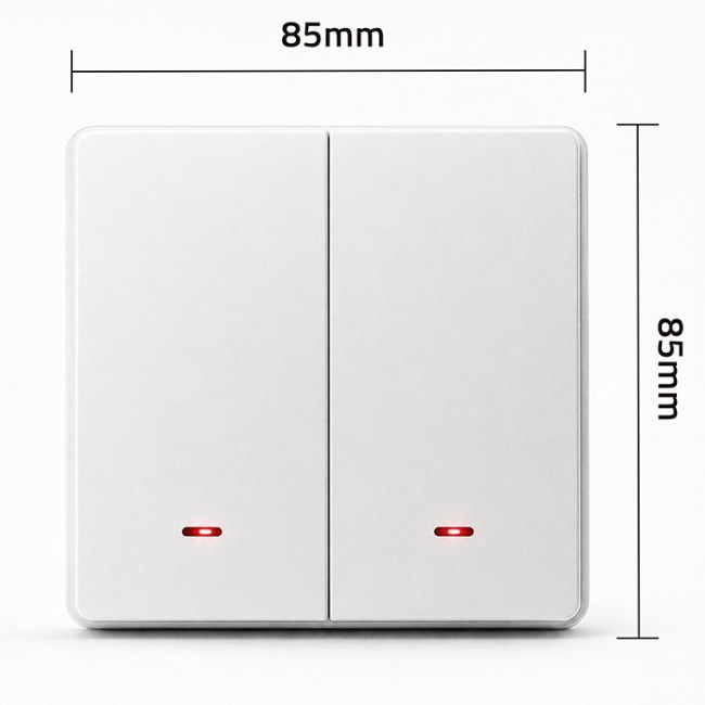 Qoltec 52706 Smart 2-Gang Light Switch | Wi-Fi | Timer | Tuya | Smart life | White