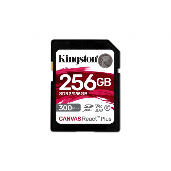 Kingston Technology 256GB Canvas React Plus SDXC UHS-II 300R/260W U3 V90 for Full HD/4K/8K Kingston Technology 256GB Canvas React Plus SDXC UHS-II 300R/260W U3 V90 for Full HD/4K/8K