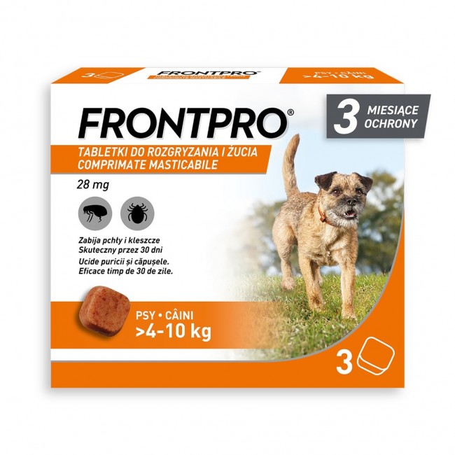 FRONTPRO Flea and tick tablets for dog ( 4-10 kg) - 3x 28,3mg