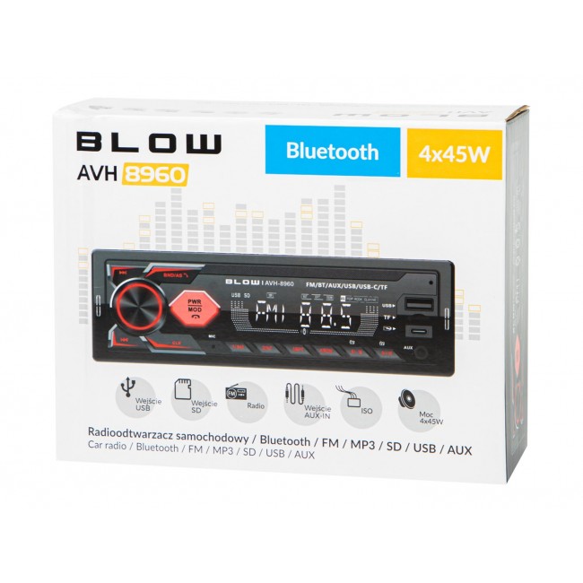 Radio BLOW AVH-8960 RDS MP3/USB/micro SD/BLUETOOTH + USB-C