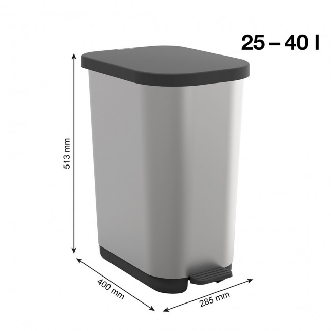 ROTHO Ribo Silver - pedal bin 35l