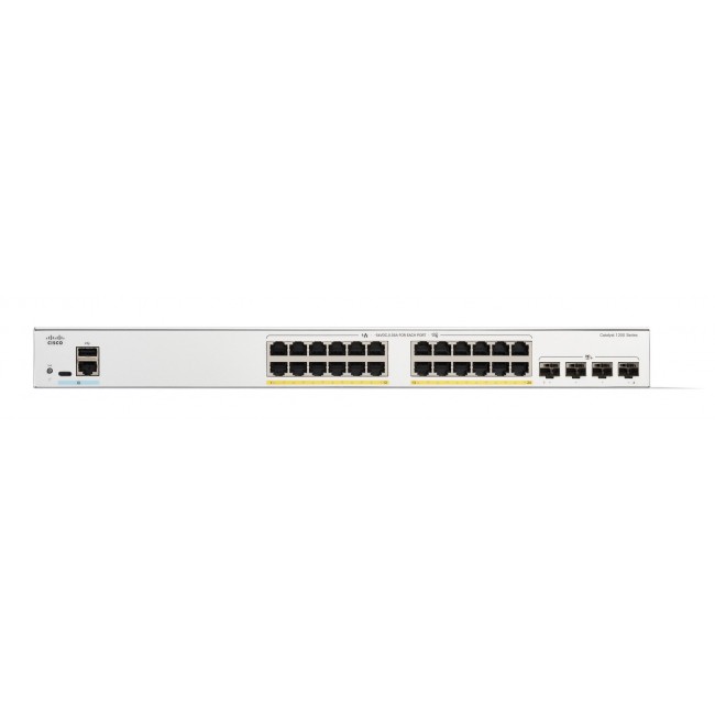 Cisco Catalyst 1200-24P-4X Smart Switch, 24 Port GE, PoE, 4x10GE SFP+, Limited Lifetime Protection (C1200-24P-4X)