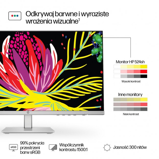 HP 23.8-inch Series 5 FHD monitor with height adjustment - 524sh