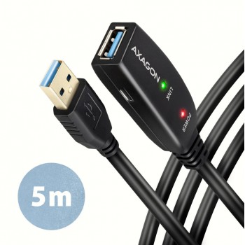 Axagon ADR-305 USB 3.2 Gen 1 A-M - A-F active extension/repeater cable 5m - Kabel - Digital/Daten USB cable USB 3.2 Gen 1 (3.1 Gen 1) USB A Black