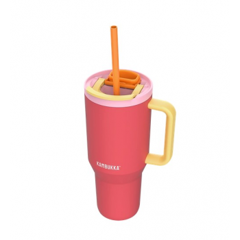 Thermal mug with telescopic straw Kambukka Rio Tumbler 950ml Pink Papaya
