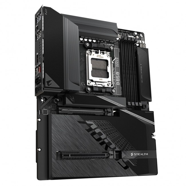 GIGABYTE B850 AORUS STEALTH Motherboard - AMD Ryzen 9000 Series CPUs, 14+2+2 Phases Digital VRM, up to 8200MHz DDR5 (OC), 2xPCIe 5.0 + 2xPCIe 4.0 M.2, WIFI 7, 5 GbE LAN, USB 3.2 Gen 2
