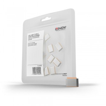 Lindy USB Type C Port Blockers (Without Key) - Pack of 10, Orange