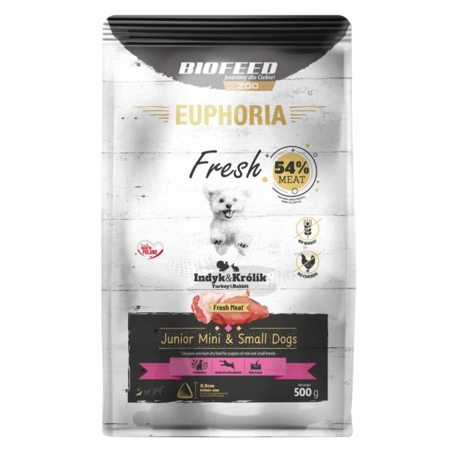 BIOFEED Euphoria Fresh Junior Turkey with rabbit XS/S - dry dog food - 500g BIOFEED Euphoria Fresh Junior Turkey with rabbit XS/S - dry dog food - 500g