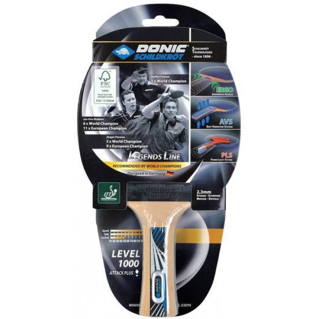 Donic Schildkr t Legends 1000 table tennis equipment Black, Blue, Wood