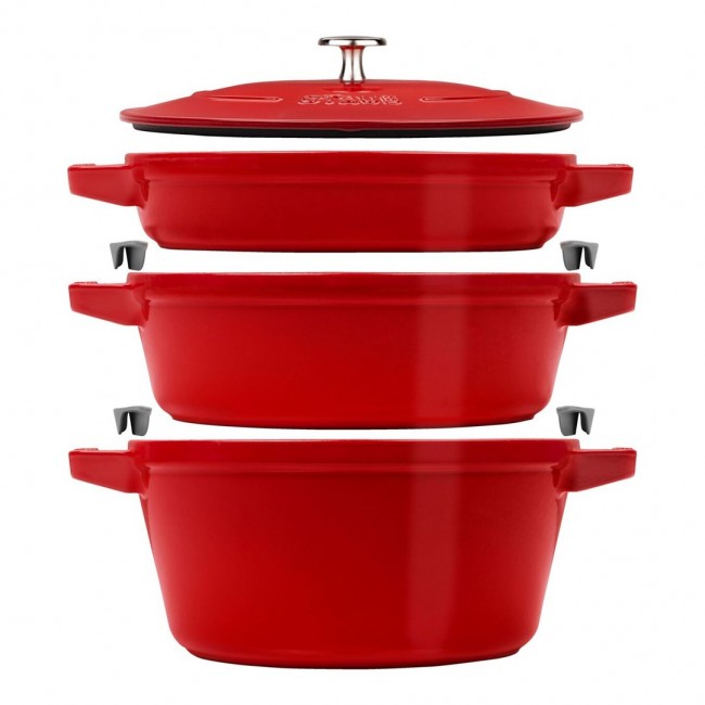Staub La Cocotte Round Cast iron Casserole baking dish -- SET OF 3 PIECES