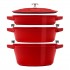 Staub La Cocotte Round Cast iron Casserole baking dish -- SET OF 3 PIECES