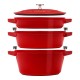 Staub La Cocotte Round Cast iron Casserole baking dish -- SET OF 3 PIECES