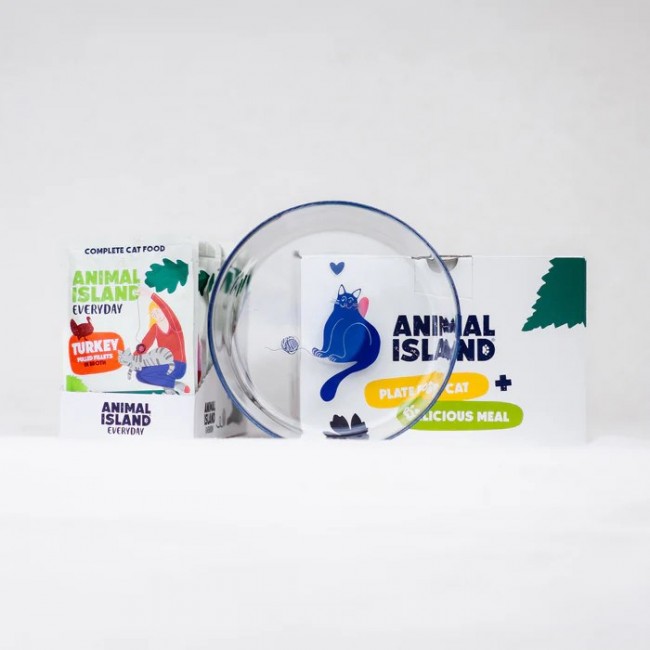 ANIMAL ISLAND Everyday Turkey in broth Box - wet cat food - 12x85g + free plate