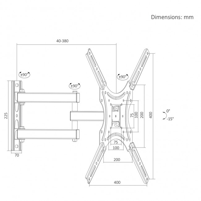 Maclean TV Mount / Bracket, max VESA 400x400, 32-55