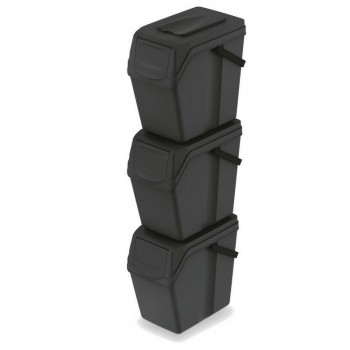 KEDEN WASTE BIN SORTIBOX 25L SET 3 - BLACK RECYCLING