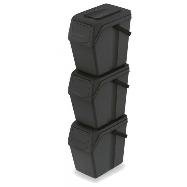 KEDEN WASTE BIN SORTIBOX 25L SET 3 - BLACK RECYCLING KEDEN WASTE BIN SORTIBOX 25L SET 3 - BLACK RECYCLING