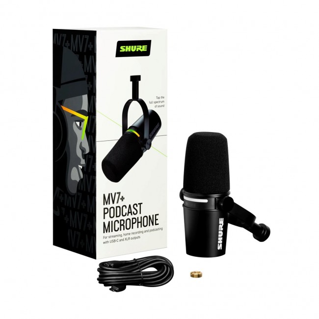 Shure MV7+-K - Lecture/vocal microphone with XLR/USB-C connector, black Shure MV7+-K - Lecture/vocal microphone with XLR/USB-C connector, black