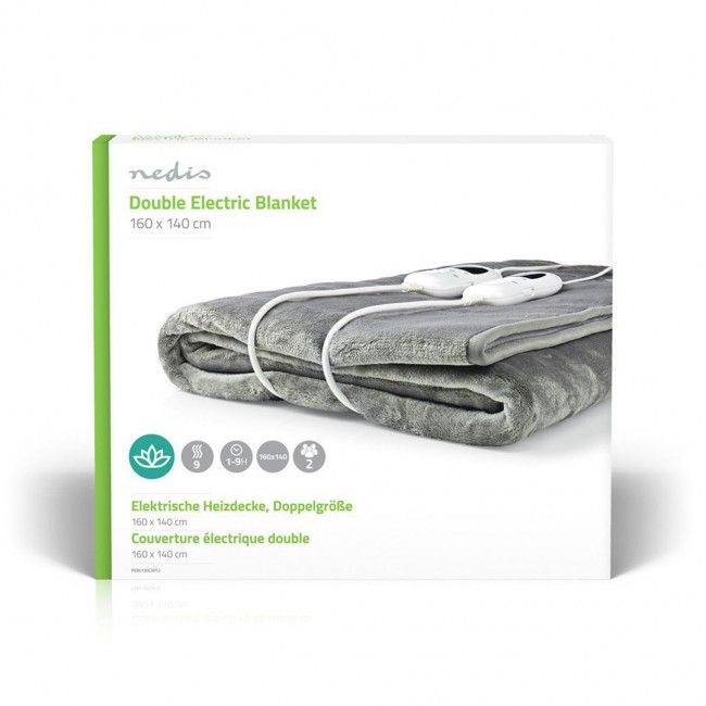 Nedis PEBL130CWT2 electric blanket 120 W Grey, White Fleece, Polyester Nedis PEBL130CWT2 electric blanket 120 W Grey, White Fleece, Polyester