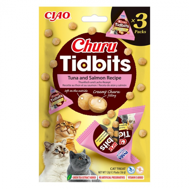 INABA Churu Tidbits Tuna with salmon - cat treats - 3x12g