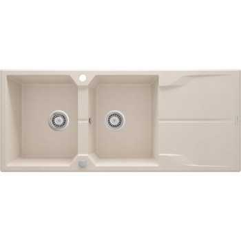 2-bowl granite sink with drainer