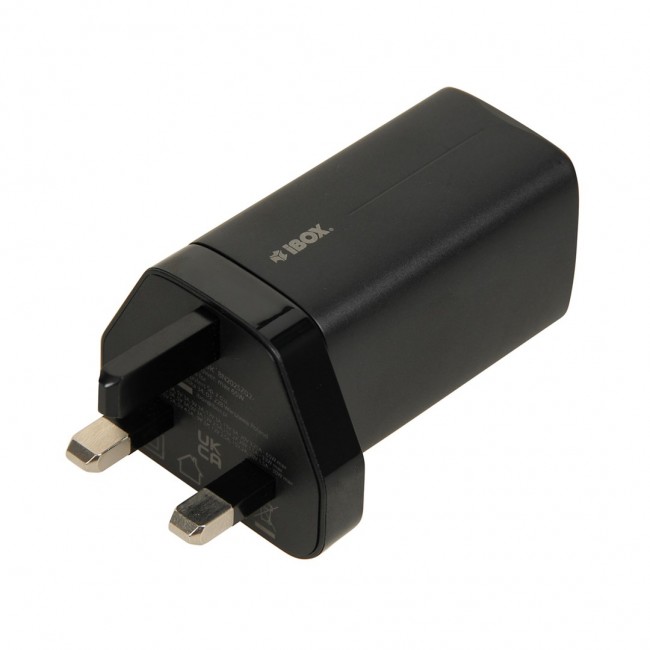 iBOX C-65 Black, GaN 65W universal charger UK plug iBOX C-65 Black, GaN 65W universal charger UK plug