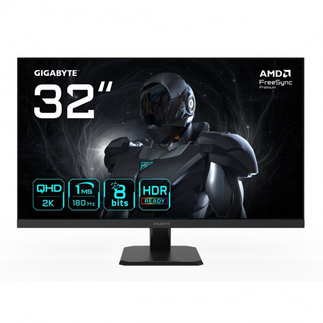 GIGABYTE GS32QA 32 QHD Gaming Monitor - 2560 x 1440, 180Hz, 1ms, 300 cd/m , FreeSync Premium, HDR Ready, HDMI 2.0, Displayport 1.4